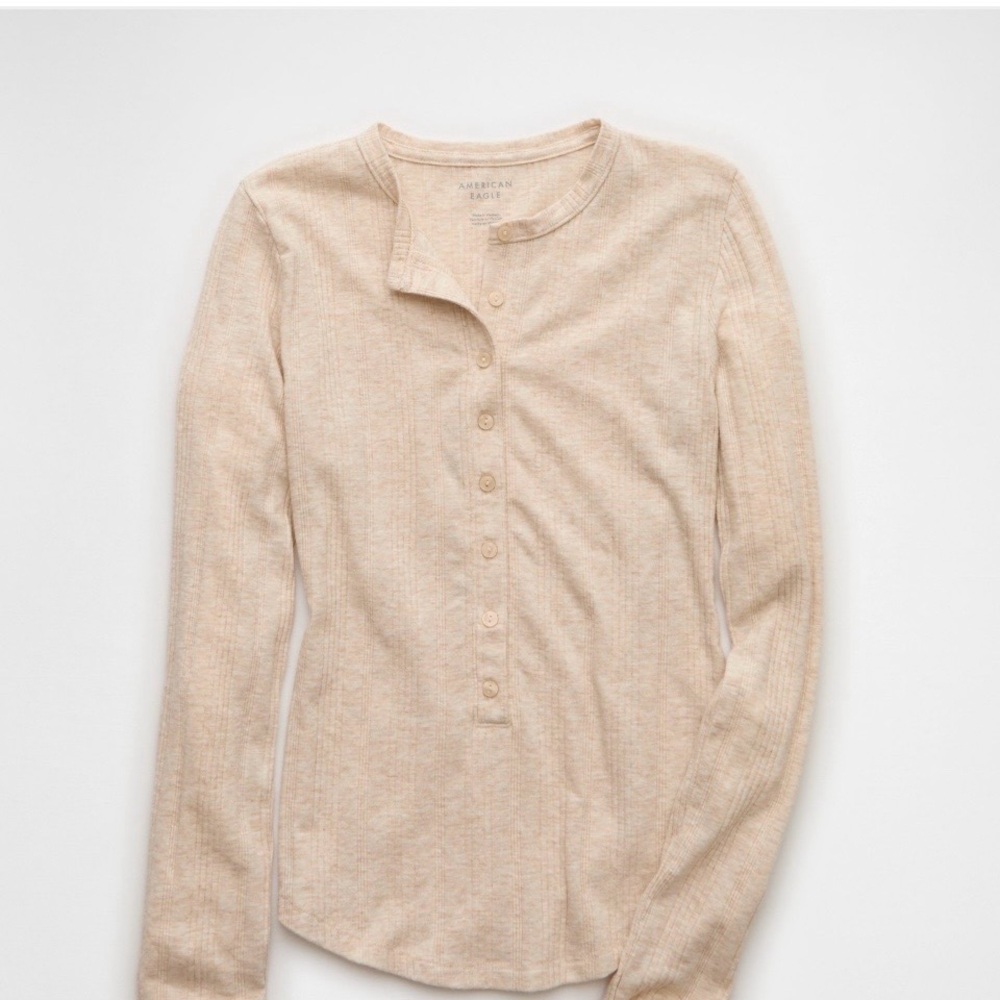 American Eagle Outfitters Women's Tan Long Sleeve Top